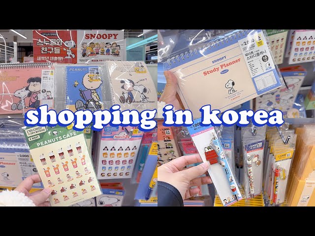 shopping in korea vlog 🇰🇷 daiso stationery haul 📚 back to school snoopy collection 다이소 신상