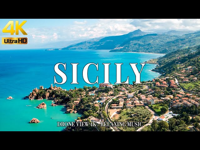 Sicily 4K drone view 🇮🇹 Flying Over Sicily | Relaxation film with calming music - 4k Ultra HD