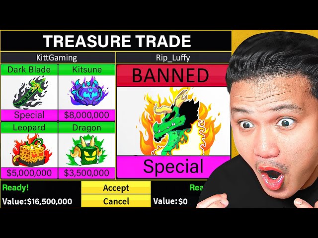 Trading BANNED Dragon Fruit For 100 Hours In Blox Fruits