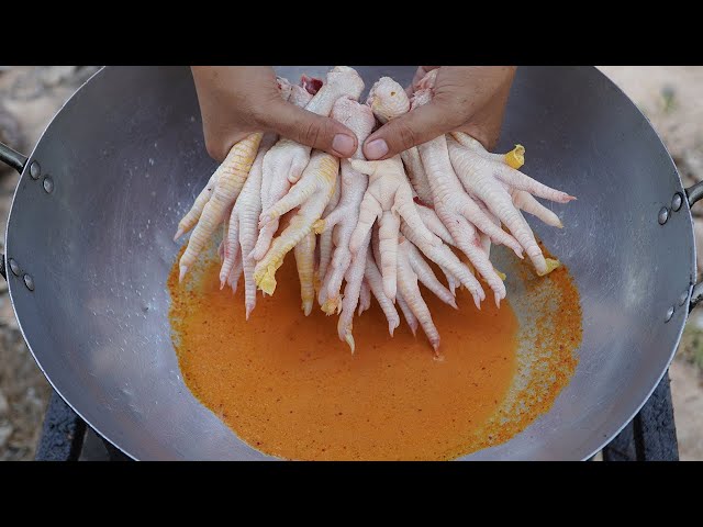 Chicken Feet Curry Recipe | Fried Chicken Feet | Curry Chicken Feet Cooking in Village