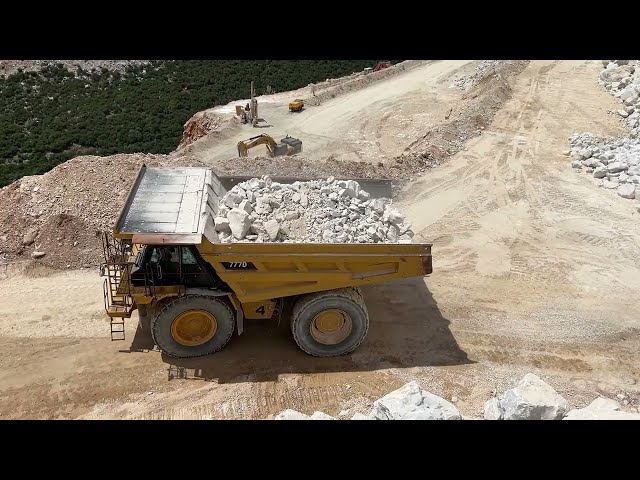 Working At A Calcium Carbonate Quarry Of Vugiukli Quarries SA - 4k