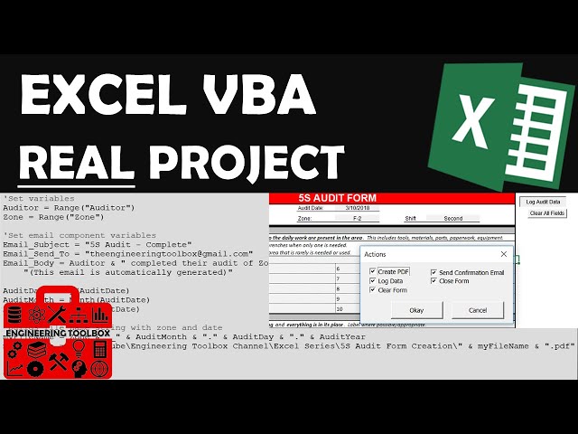 Real Excel VBA Project (Export Data to log sheet, create PDF, Send Email)
