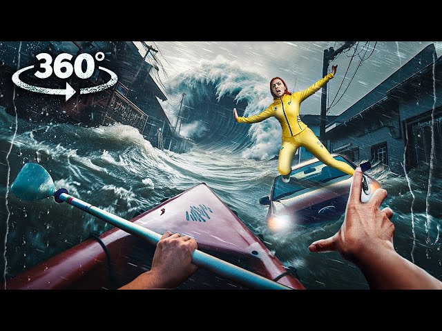 360° Flood Surge Rescue Mission - Boat Roller Ccoaster VR 360 Video 4K Ultra HD