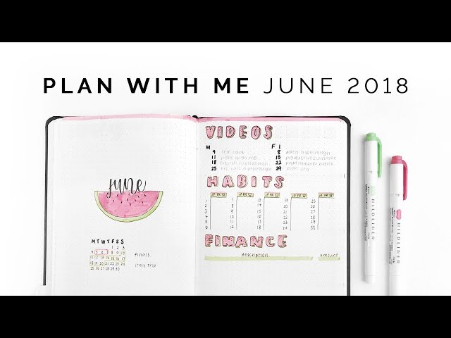bullet journal plan with me 🍉 june 2018