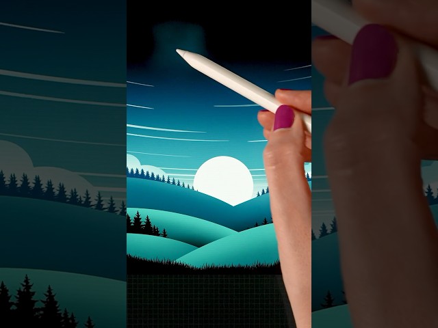 🌟 Night Sky Landscape Drawing on iPad 🌟 #procreate #drawingtutorial