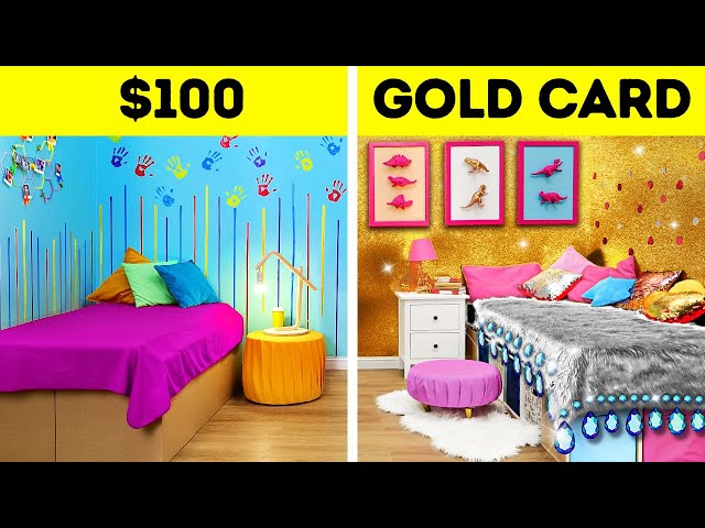 INCREDIBLE ROOM MAKEOVER CHALLENGE || Rich vs Broke! Cheap VS Expensive DIY by 123 GO! FOOD