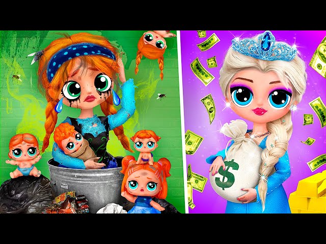 Rich Elsa vs Broke Anna! Who is the Best Mommy? 30 LOL OMG DIYs