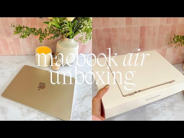 macbook air m3 aesthetic unboxing + setup | customizing, cozy gaming, + must have accessories!