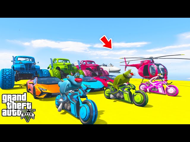 GTA V Super Stunt Car Racing Challenge By OGGY & JACK,PINK PANTHER With Amazing Super Car