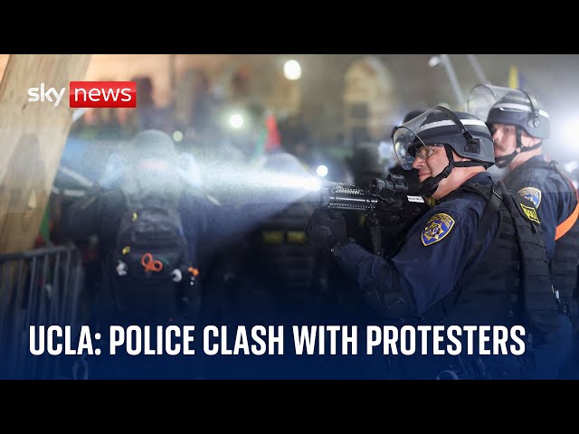 UCLA protests: Riot police fire rubber bullets at protesters during violent clashes
