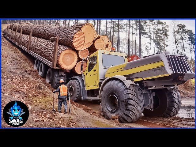 220 EXTREME Dangerous Biggest Wood Logging Truck  Operator Skill Working At Another Level