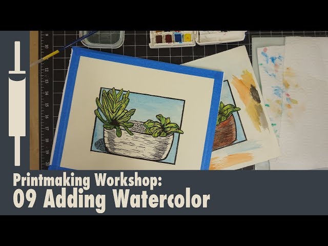 Linocut Printmaking Tutorial 09: Adding Watercolor
