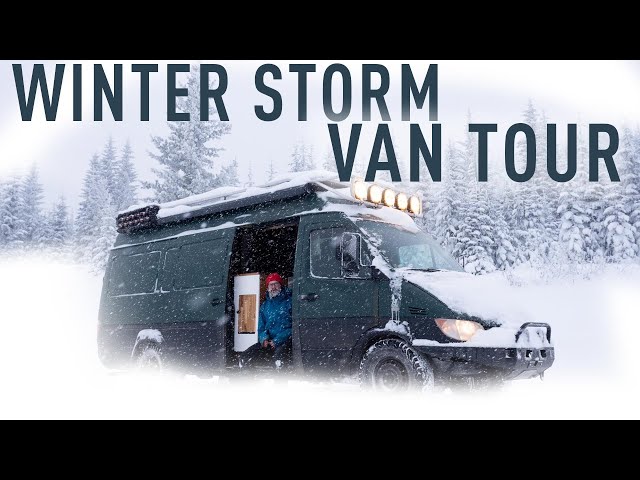 Winter Storm In DIY Sprinter Conversion - Van Tour!