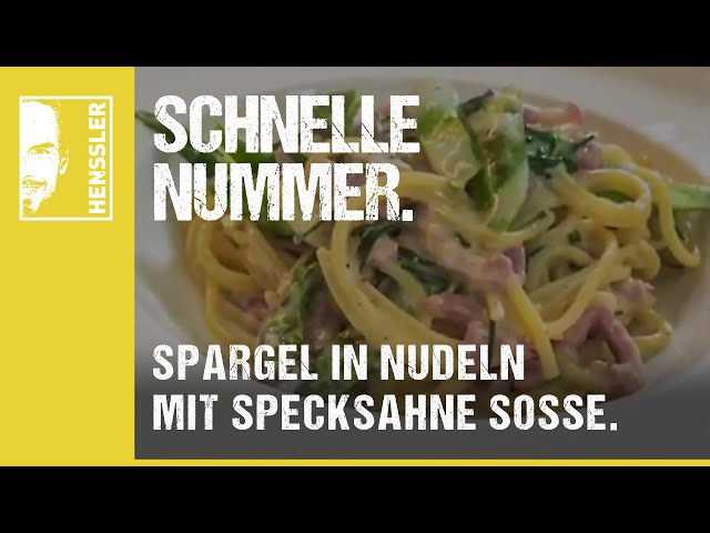 Schnelles Spargel-Rezept mit Nudeln in Speck Sahnesoße von Steffen Henssler