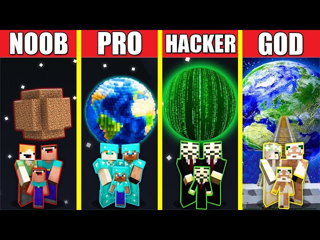 Minecraft Battle: PLANET HOUSE BUILD CHALLENGE - NOOB vs PRO vs HACKER vs GOD / Animation