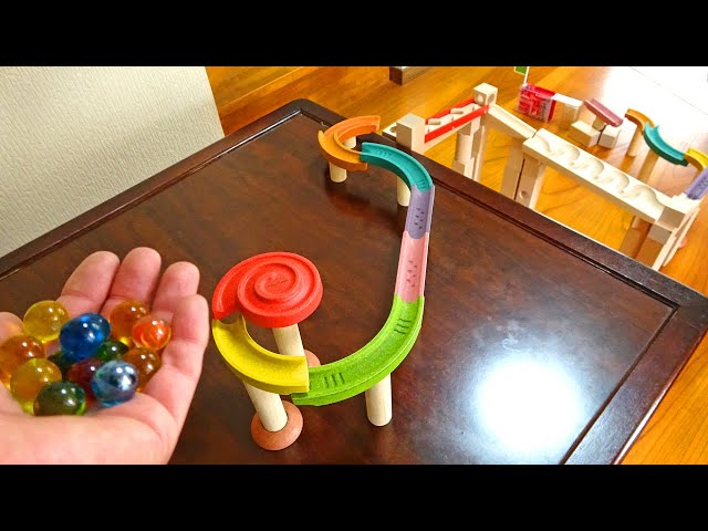 Marble Run Race PythagoraSwitch ☆ Wooden colorful rails and HABA