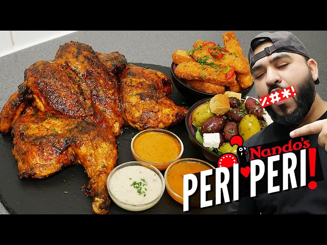 Lemon & Herb Peri Peri Chicken with Halloumi Fries & Olives | Halal Chef's Peri Peri Chicken