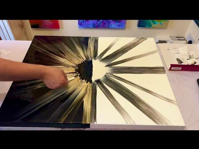 Yin Yang 🔳🔲 Split-base STARBURST - Acrylic Pour Painting