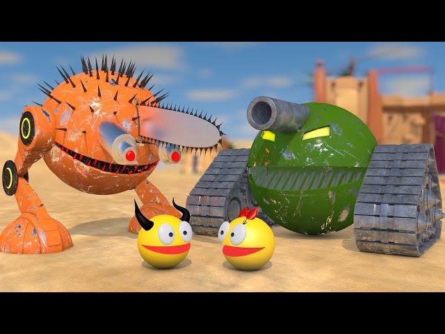 Best Robot Pacman Compilation | Pacman vs Tank Robot and Two-Legged Chainsaw Robot Monsters