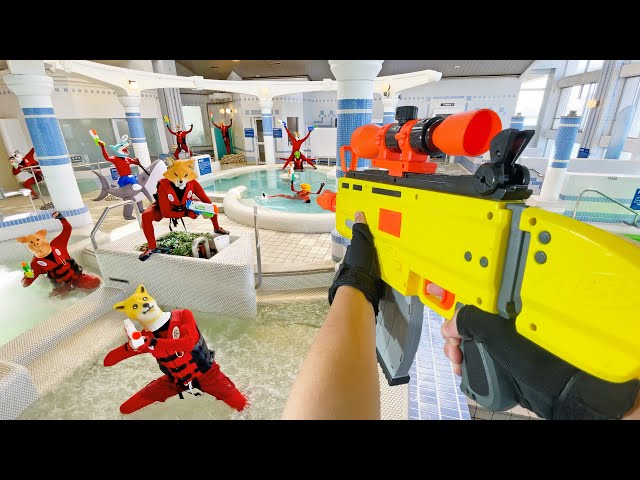 Nerf War | Water Park & SPA Battle 21 (Nerf First Person Shooter)
