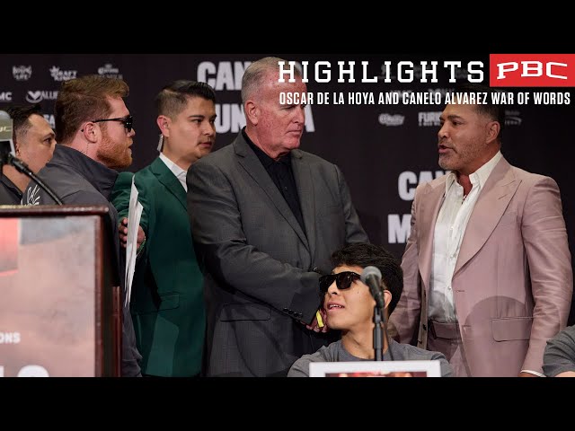 Security forced to separate Oscar de la Hoya and Canelo at Press Conference | #CaneloMunguia