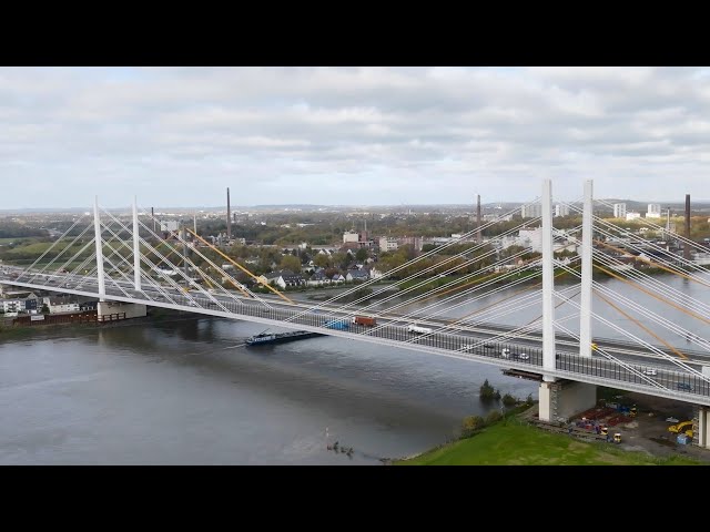 A 40: Bau des ersten Teilbauwerks der neuen Rheinbrücke Neuenkamp, Februar 2024
