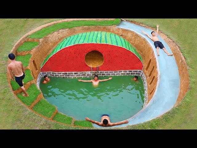 How To Build Underground Swimming Pool Water Slide Around Secret Underground Watermelon House