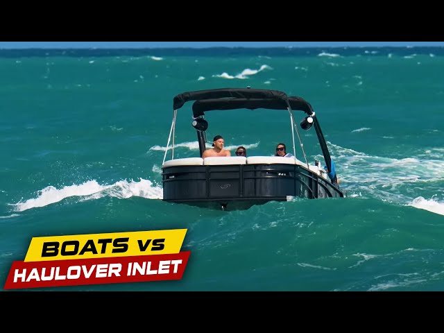 PONTOON GOES OUT OF A DANGEROUS INLET! | Boats vs Haulover Inlet
