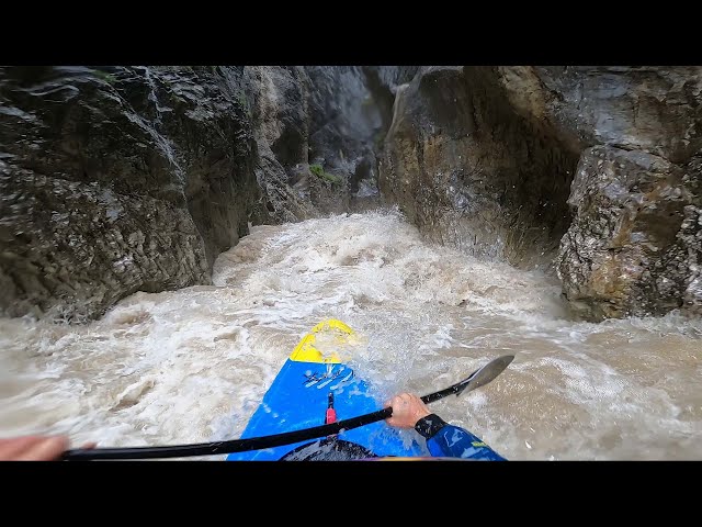 Kayaking down the KaiserKlamm at flood stage!