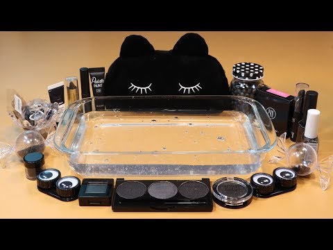 Mixing "Black" Makeup,clay,slime,glitter... Into Clear Slime! "Blackslime"