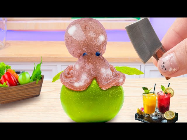 Amazing Miniature Grilled Octopus With Green Apple 🍏 Tasty Seafood Recipe 🐙 Best Seafood Recipe