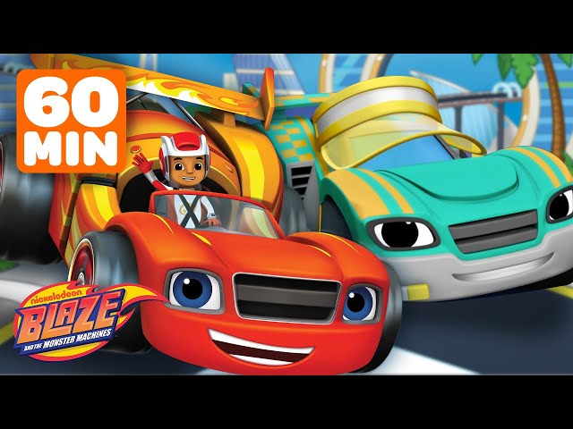 Blaze and the Monster Machines RACE CAR Rescues & Transformations! 🏎️ w/ AJ | 60 Minute Compilation