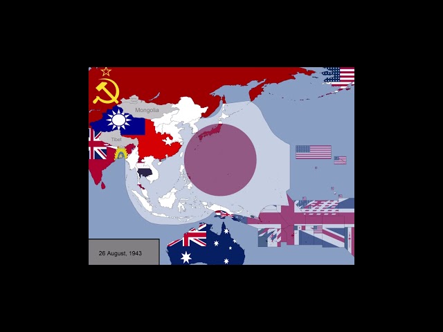 World War II in the Pacific with Flags Sped Up