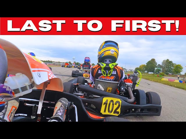 LAST TO FIRST! 11 yr old incredible comeback drive (karting full race replay with commentary)