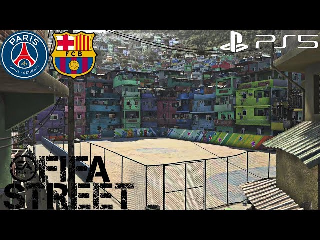 (PS5) BRAZILIAN FAVELA FIFA STREET GAMEPLAY | PSG vs FC Barcelona