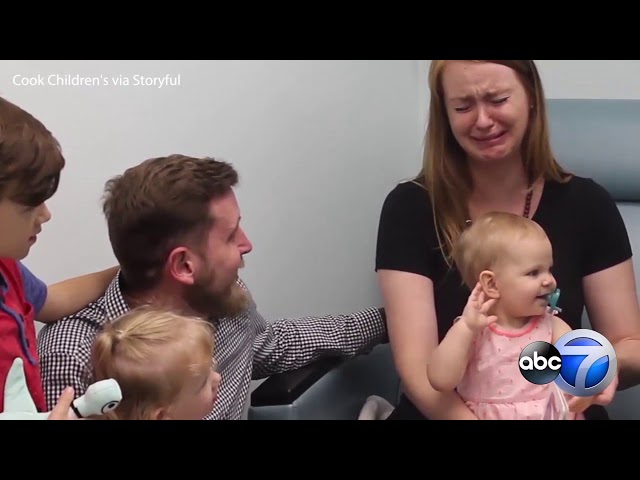 Mom cries as young daughter hears for first time thanks to cochlear implants