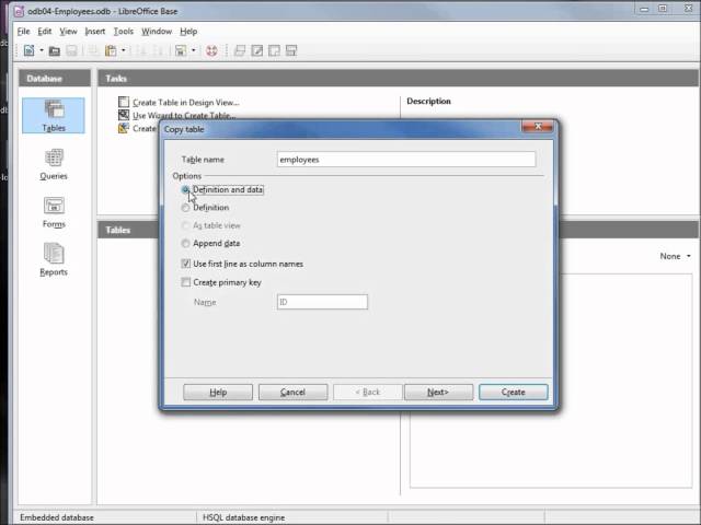 LibreOffice Base (04) Create a Table Using a Calc File