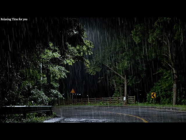 The sound of heavy rain pouring down on the road / Stress relief, deep sleep / Rain sound ASMR