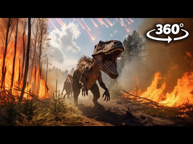 360° Dinosaur's Last Day 2 - Asteroids and Wildfires VR 360 Video 4k ultra hd