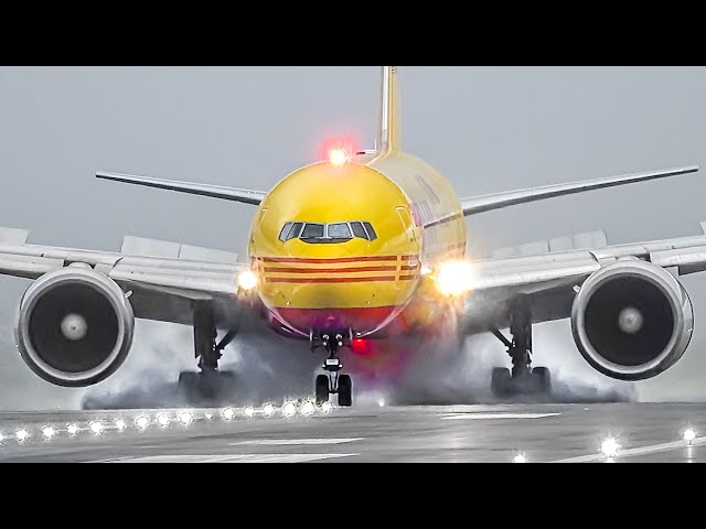 30 MINS of WET WEATHER TAKEOFFS and LANDINGS | East Midlands Airport Plane Spotting [EMA/EGNX]
