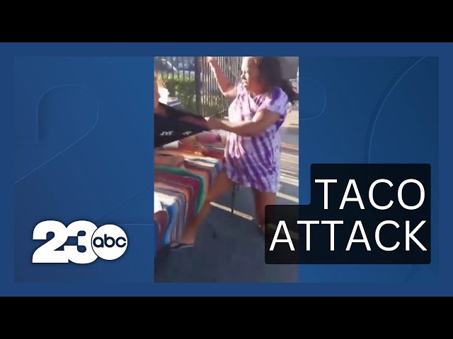 Woman's attack on taco stand employee caught on camera