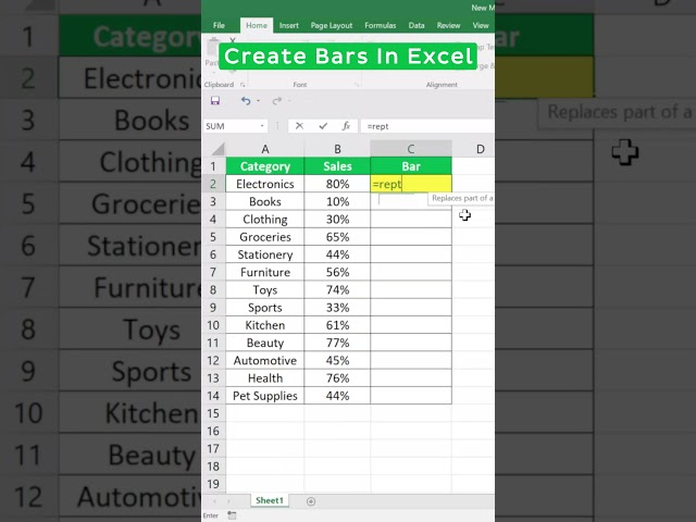 Create Bars in Excel (In 20 Seconds) #shorts #excel