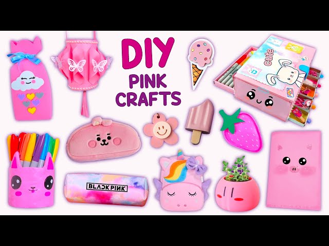 14 DIY PINK CRAFTS - PINK SCHOOL SUPPLIES - HAIR ACCESSORIES - ROOM DECORS and more... #pink