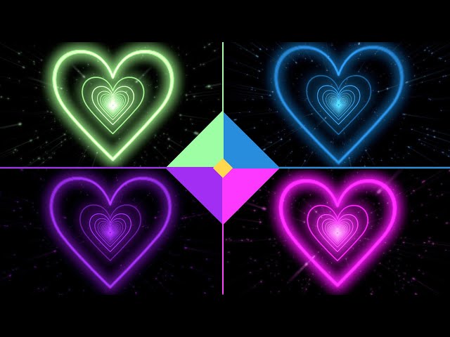 Neon Lights Love Heart Tunnel Background | corazones blanco y negro | tunel de corazones