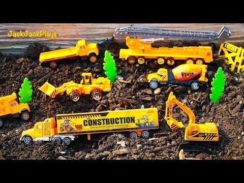 Toy Construction Vehicles Unboxing! Playing with Diggers & Toy Trucks - King Cool | JackJackPlays