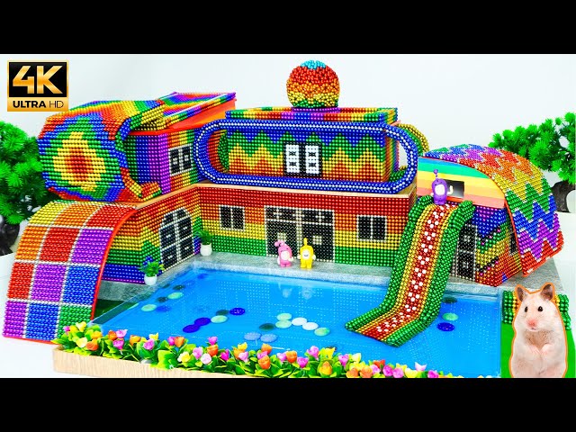 Magnet Challenge - Building Swimming Pool On Luxury Mansion With Water Slide From Magnetic Balls
