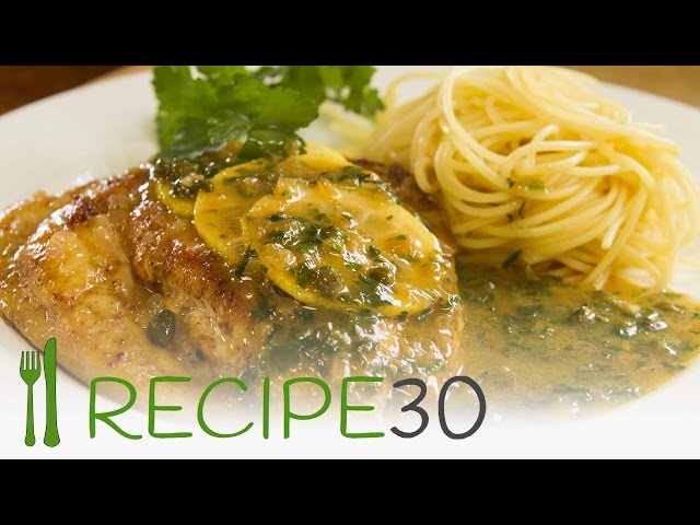 Chicken Piccata a velvety zingy lemon butter chicken with capers - Recipe by www.recipe30.com