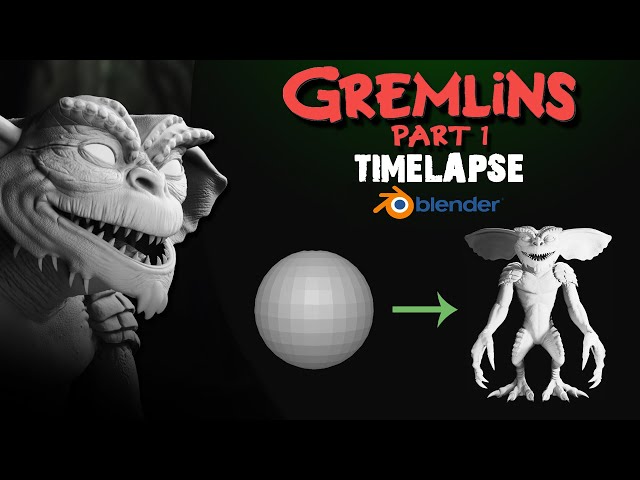 Blender timelapse - Gremlin Part 1 [Blocking | Remesh | Sculpting | Retopology]