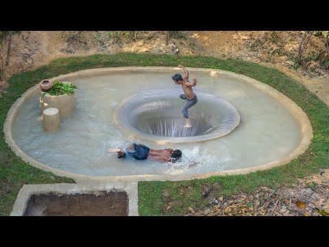 How We build Swimming Pool Water Slide into Underground Tunnel Swimming Pool