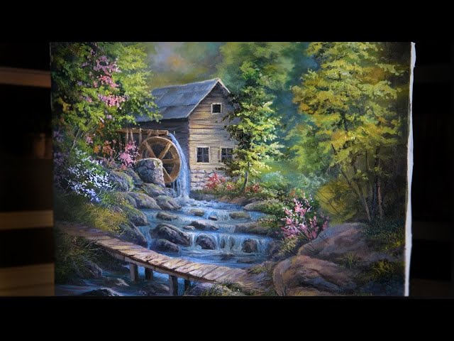 Old Water Wheel - Landscape Painting